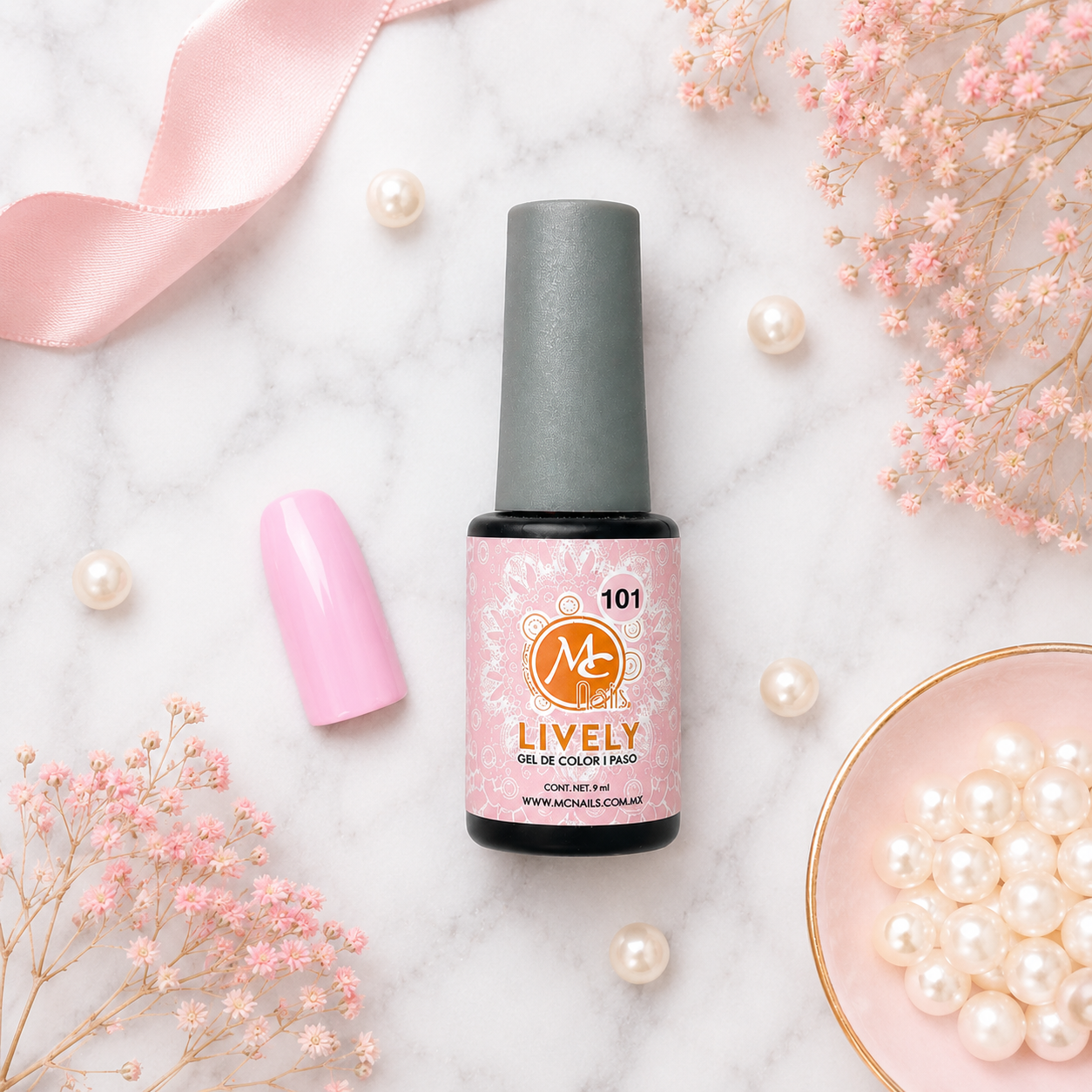 MC Nails Gel Radiante Rosa Pastel Suave 101 de 1 paso