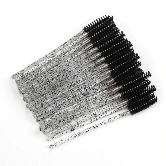 Cepillos Desechables para Pestañas y Cejas – Mango con Brillos (50 pzas)