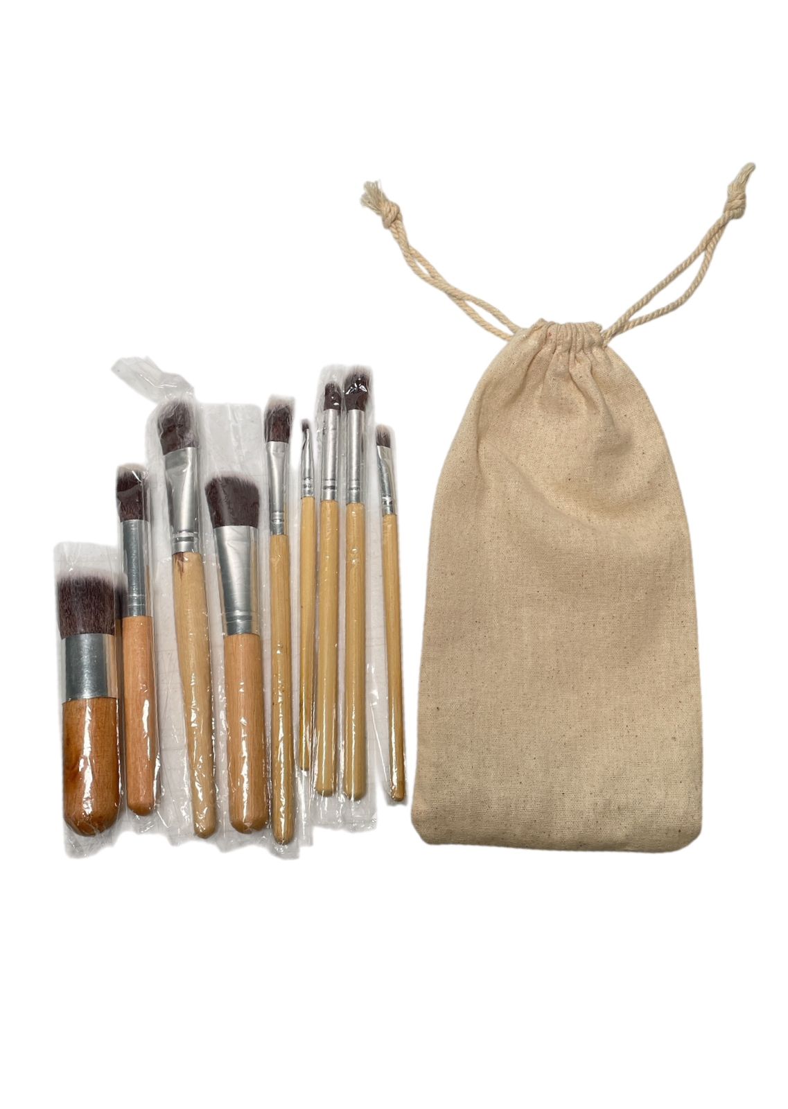 Set de Brochas de Madera con Estuche – 10 Piezas Profesionales para Maquillaje