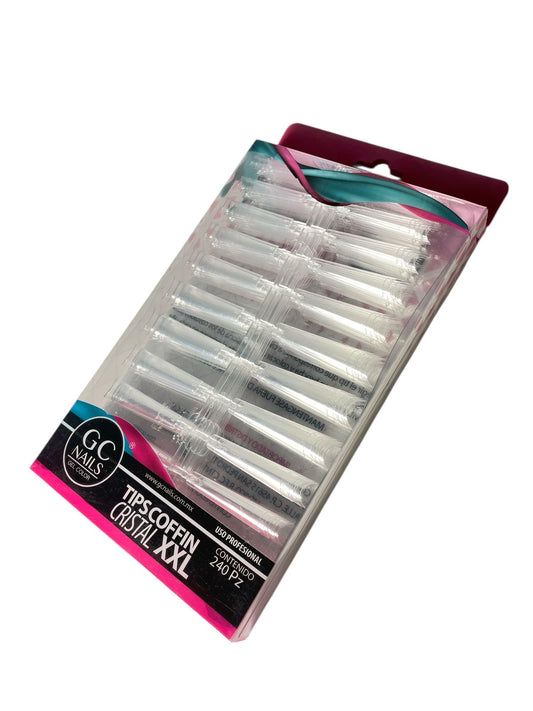 Tips Coffin Cristal XXL GC Nails – 240 Piezas Profesionales