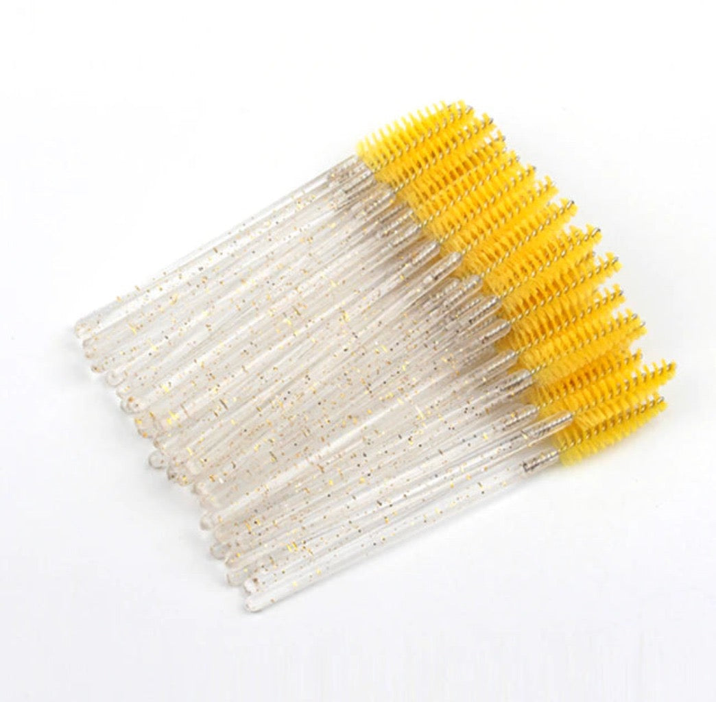 Cepillos Desechables para Pestañas y Cejas – Mango con Brillos (50 pzas)