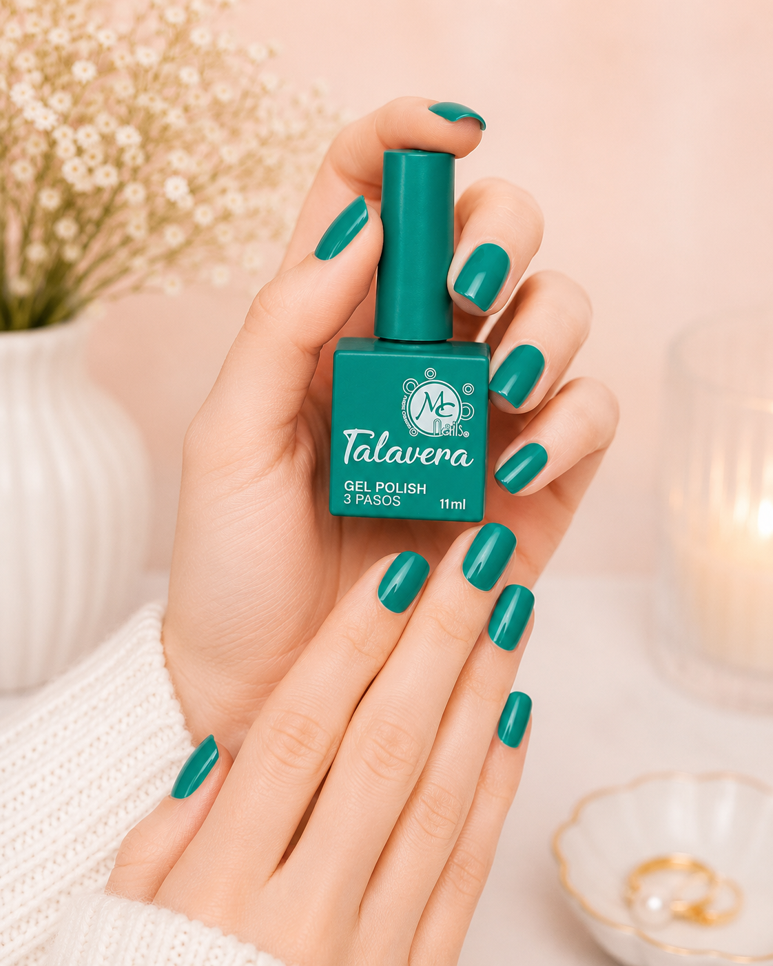 MC Nails Gel Duradero Verde Turquesa Vibrante 066