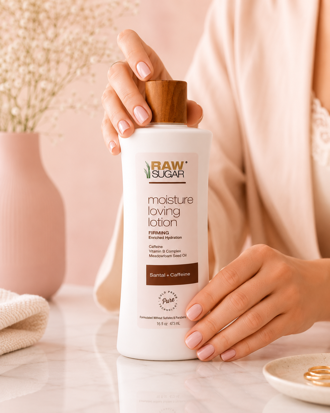 Raw Sugar Loción Corporal Reafirmante Santal Cafeína4