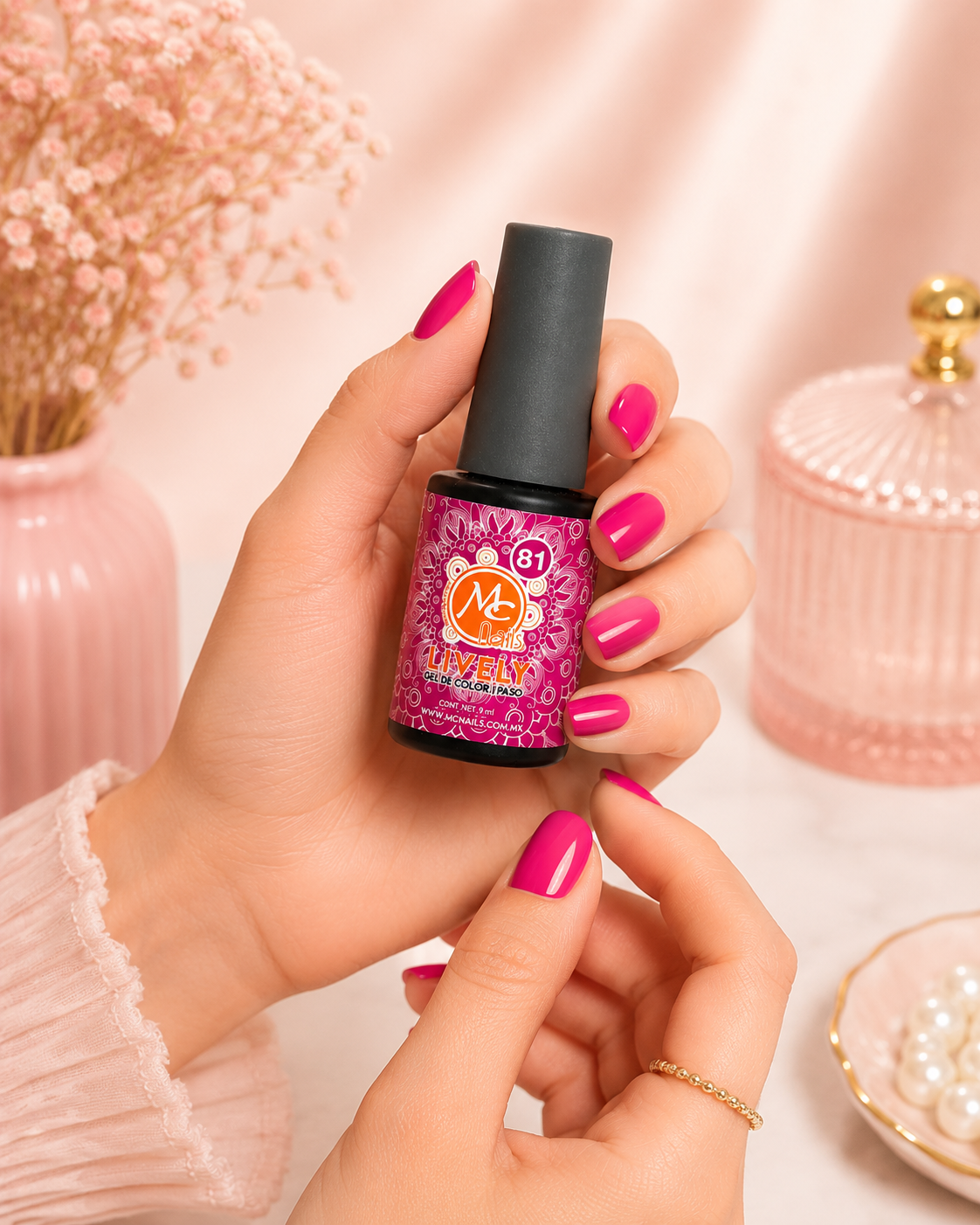 MC Nails Gel Luminoso Rosa Neón 81 de 1 paso