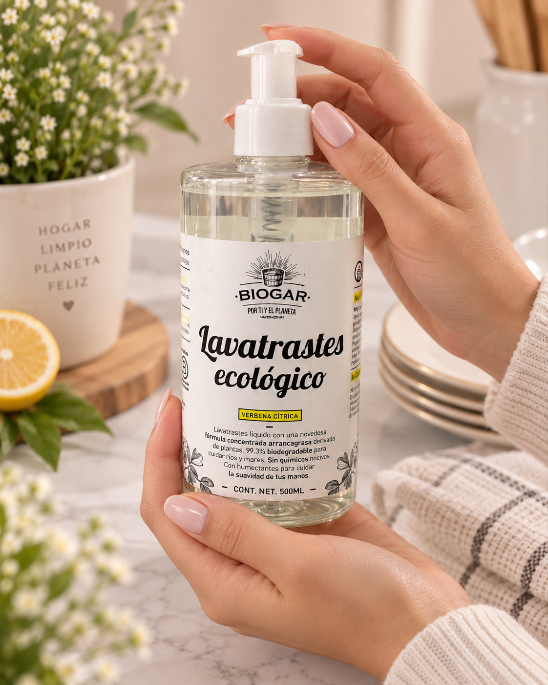 Biogar Lavatrastes Ecológico Limpieza Suave Verbena Cítrica