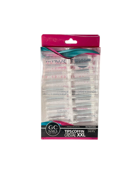 Tips Coffin Cristal XXL GC Nails – 240 Piezas Profesionales