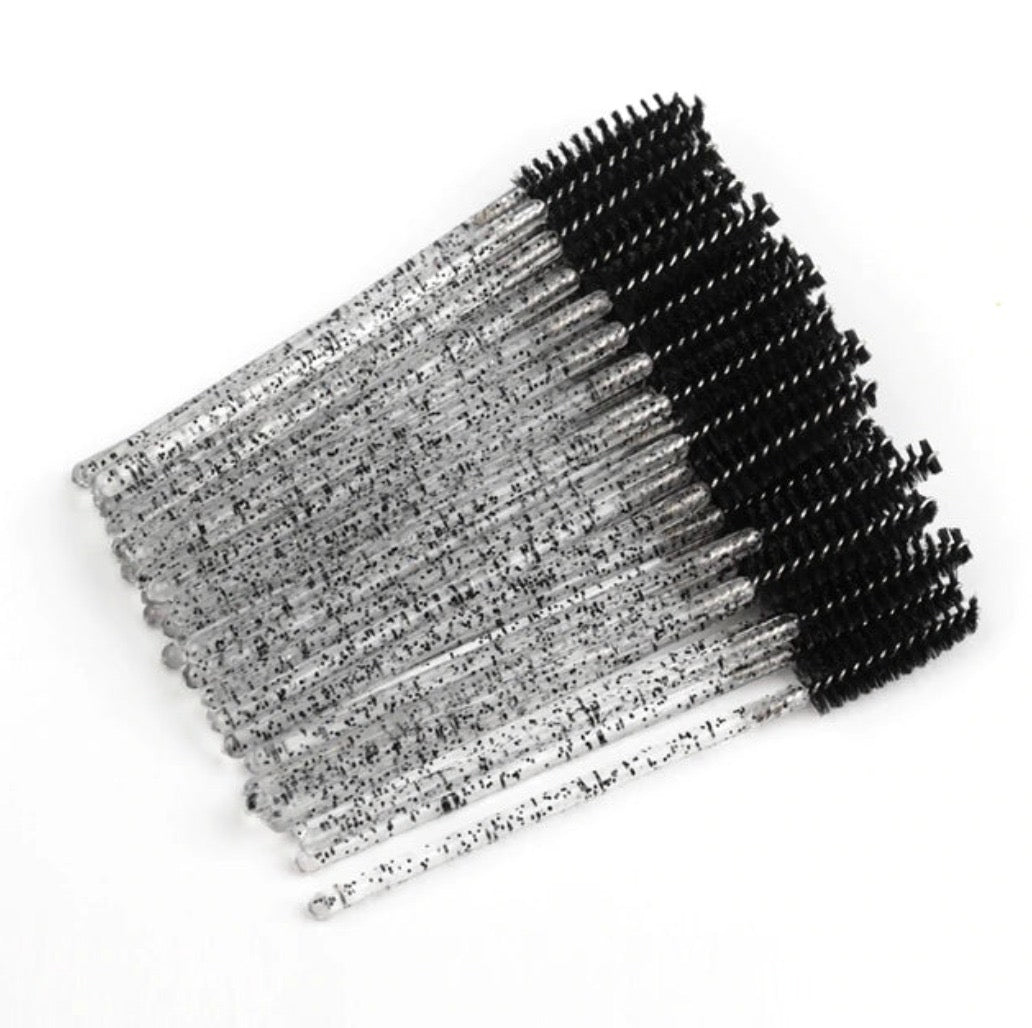 Cepillos Desechables para Pestañas y Cejas – Mango con Brillos (50 pzas)