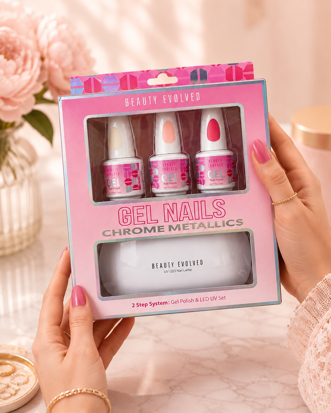 Beauty Evolved Kit Gel Metálico Profesional Rosa Chrome