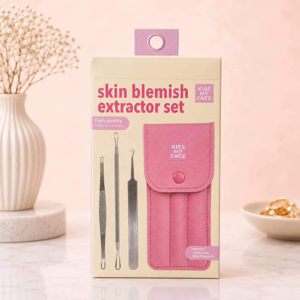 Kiss My Face Set Extractor Facial Profesional Rosa Chic