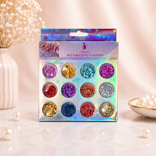 Mussa Glitter Decorativo Brillante Multicolor Fantasía