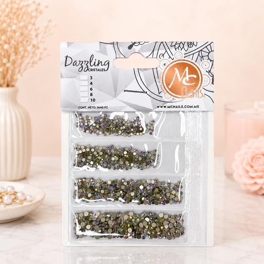 MC Nails Cristales Decorativos Brillo Aurora Plata
