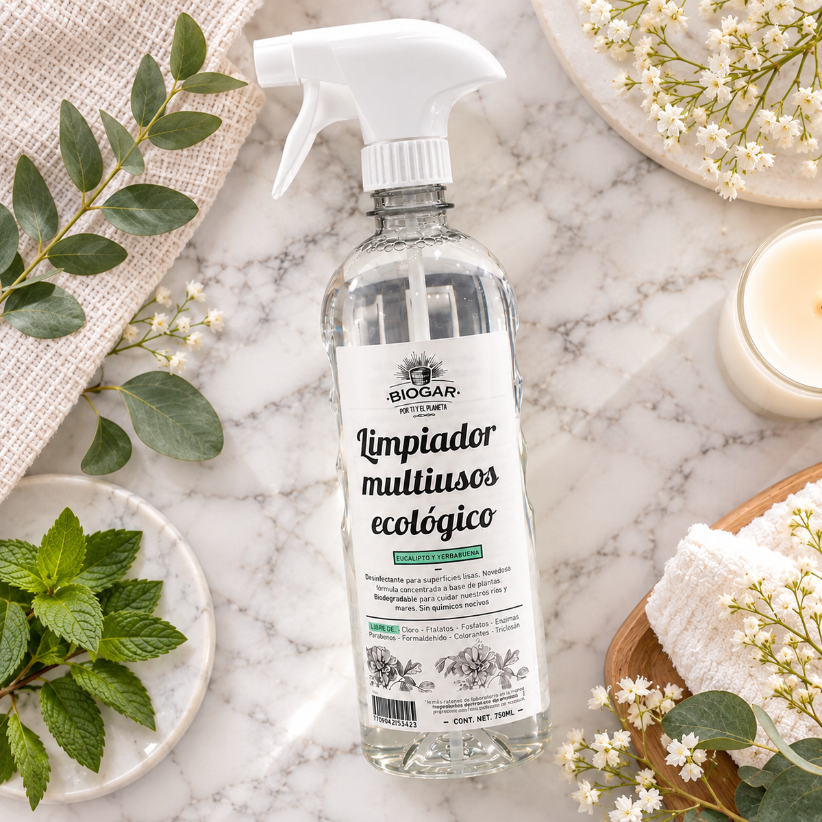 Biogar Limpiador Multiusos Limpieza Ecológica Eucalipto Yerbabuena