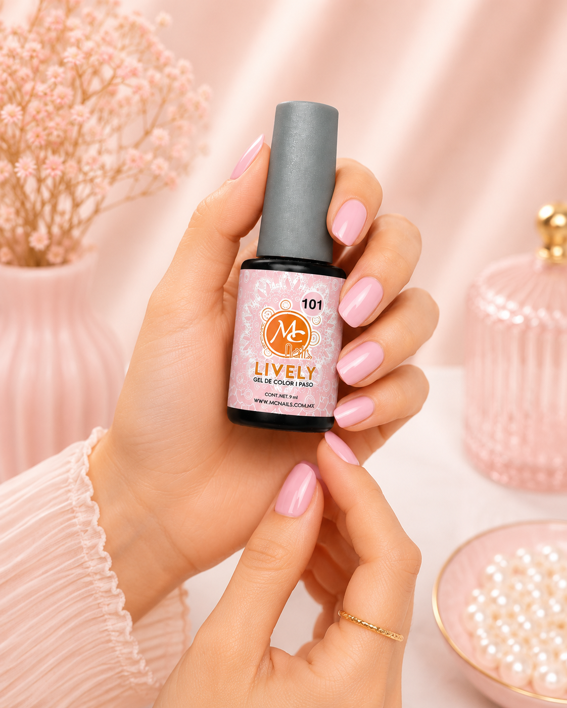 MC Nails Gel Radiante Rosa Pastel Suave 101 de 1 paso