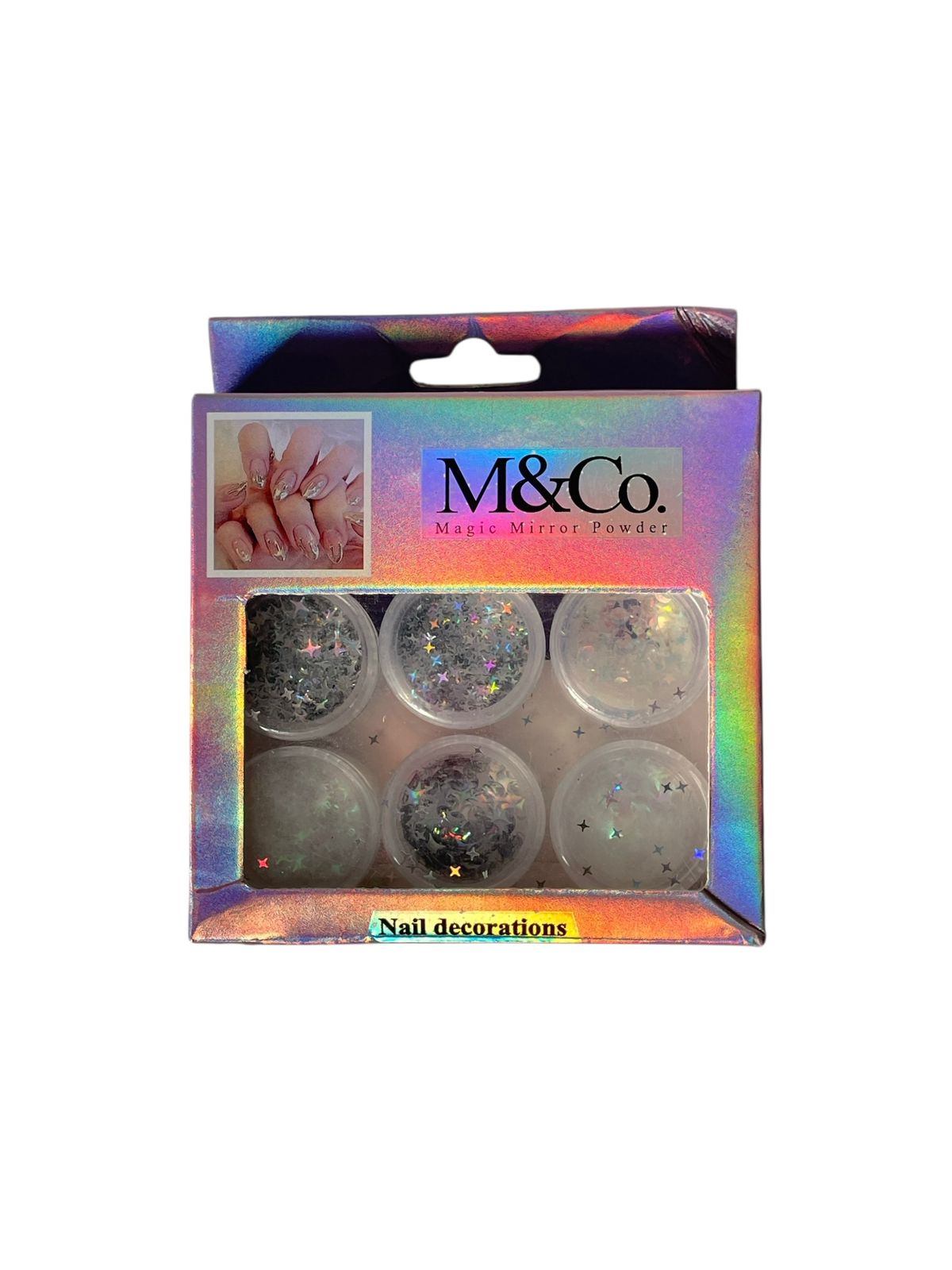Set de Polvos Decorativos M&Co Magic Mirror Powder – Brillo Holográfico para Uñas