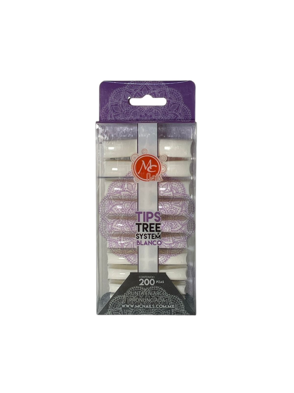 Tips Tree System Natural MC Nails – 200 Piezas Punta en Arco Pronunciada