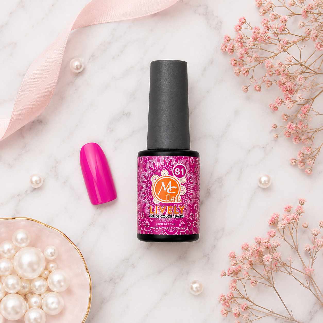 MC Nails Gel Luminoso Rosa Neón 81 de 1 paso