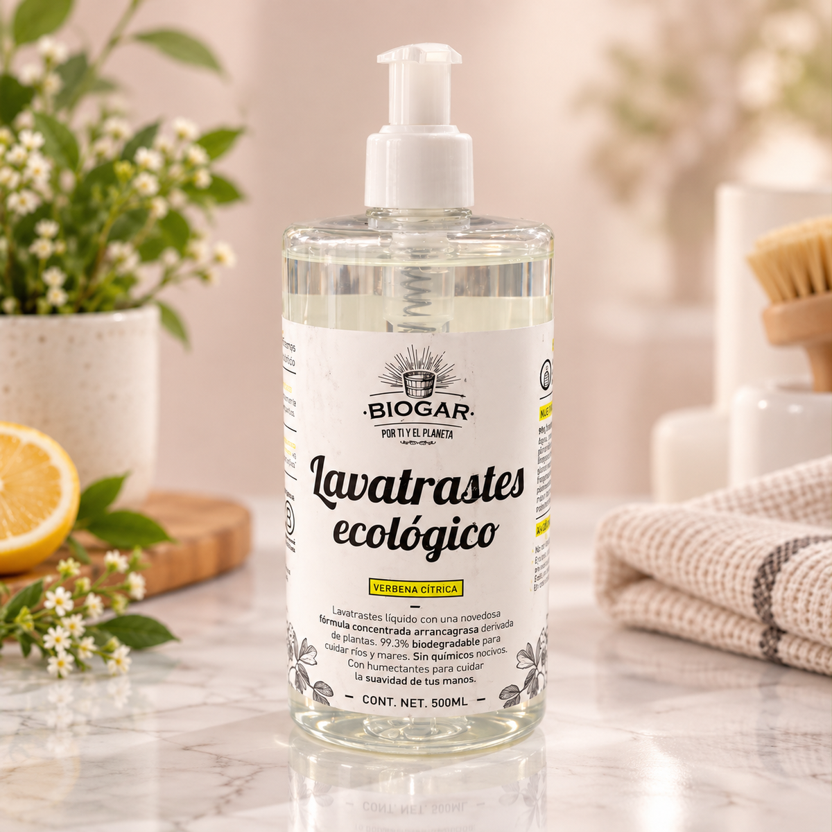 Biogar Lavatrastes Ecológico Limpieza Suave Verbena Cítrica